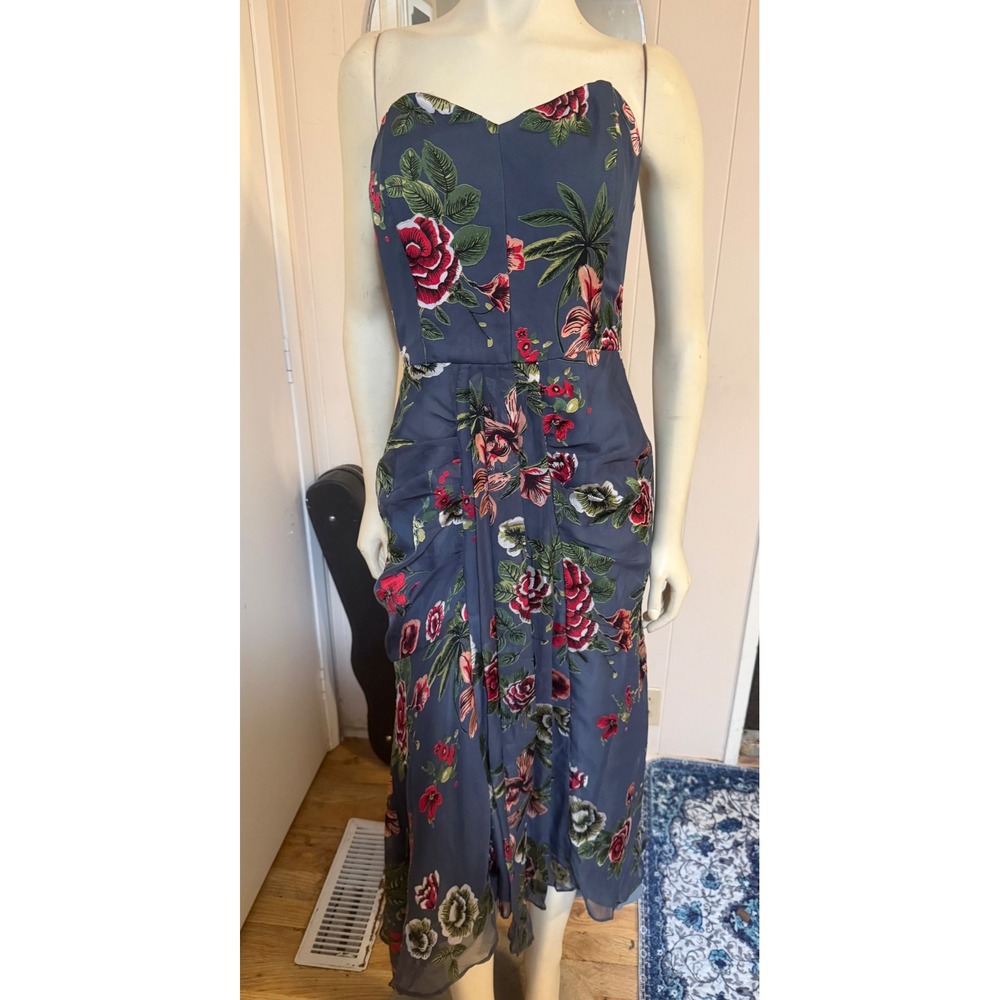 Harlan Strapless Hi-low Velvet Burn Out Floral Party Dress GORGEOUS SM